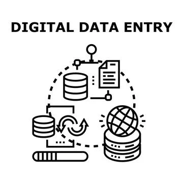 Digital data entry processing information technology concept Stock Illustration