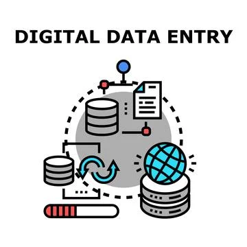 Digital data entry processing information technology concept Stock Illustration