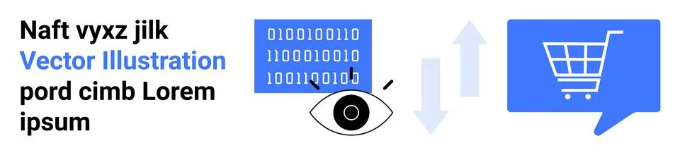 Digital Data Exchange Concept with Eye Symbol and Shopping Cart Icon Stock Illustration