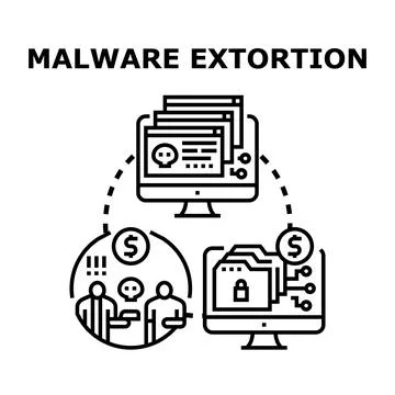 Digital data extortion concept with malware and cybercrime Stock Illustration