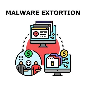 Digital data extortion concept with malware and cybercrime 스톡 일러스트