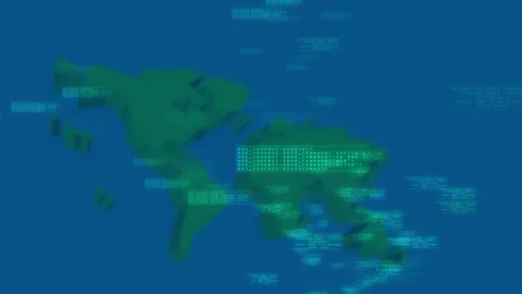 Digital data floating in space with glob... | Stock Video | Pond5