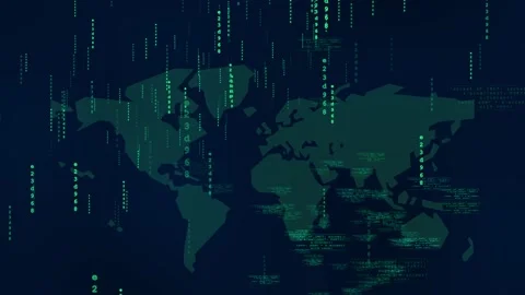 Digital data floating in space with glob... | Stock Video | Pond5