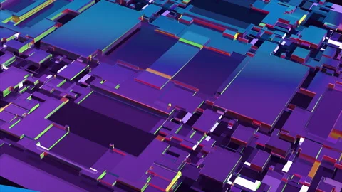 Digital Data Flow. 3D animation of Futuristic Electronic Circuit Board Stock Footage 116059692