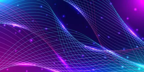Digital data flow abstract background with wavy light lines. Design for net.. Illustrazione stock