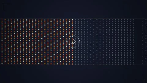 Digital Data Flow: Abstract Grid Transition from Colorful Pixels to Dark Matr Stock Footage 348423882