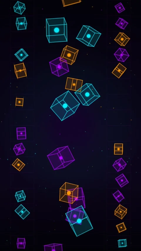 Digital Data Flow and Blockchain Concept, Glowing Wireframe Cubes Moving 스톡 동영상 341400173