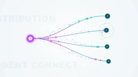 Digital data flow animation featuring node connections on simple white back.. Stock Footage 342052089