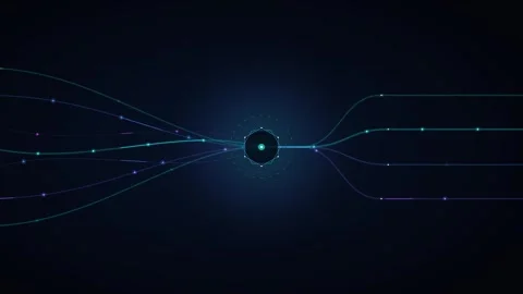 Digital data flow animation with glowing neural network nodes and futuristi.. Stock Footage 348331997