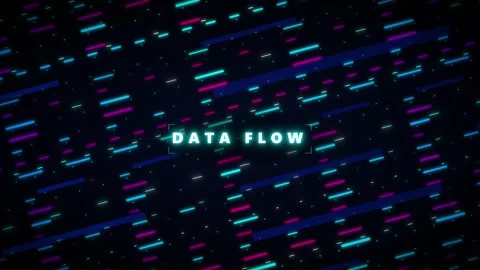 Digital data flow background, with neon glowing, lines and abstract, techno.. Stock Footage 337559851