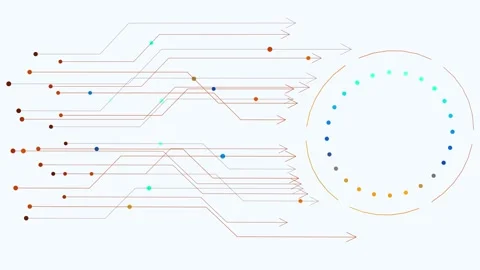 Digital data flow into circular network, abstract technology concept Stock Footage 339961917