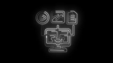 Digital data flow diagram computer screen icons play button image file document 動画素材 333966910