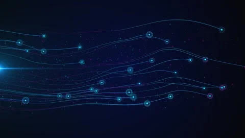 Digital data flow flowing data Stream And Circuit Board fiber optic lines light Stock Footage 260294301