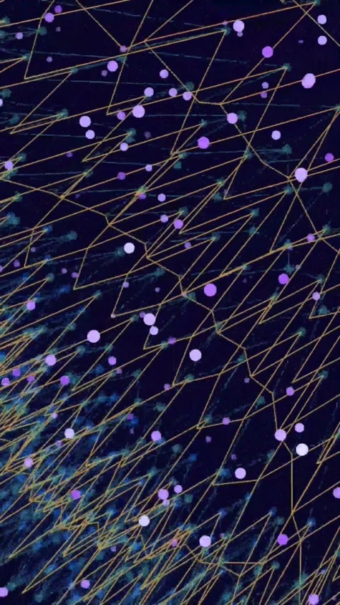 Digital data flow in futuristic network. Abstract glowing particles connecting Stock Footage 339638093