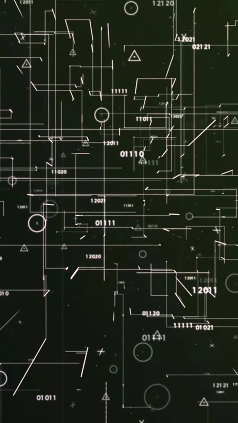 Digital data flow in futuristic network grid. Abstract binary code Vídeo Stock 339638210
