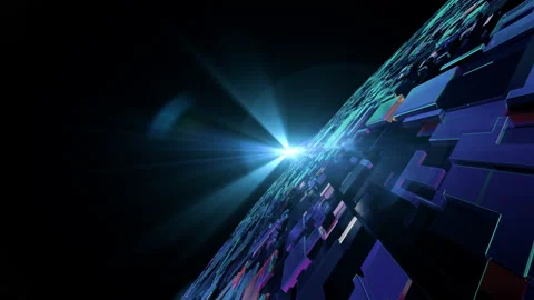 Digital Data Flow Moving Through Futuristic Servers in Future Data Center. Vídeo Stock 116060178