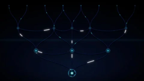 Digital data flow network abstract background, with glowing nodes, and conn.. Stock Footage 337564760