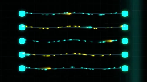 Digital Data Flow Network with Glowing Particles on Grid Background Stock Footage 346426921