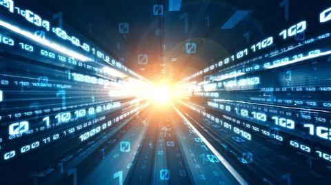 Digital data flow on road in concept of cyber global communication and coding Stock Photos