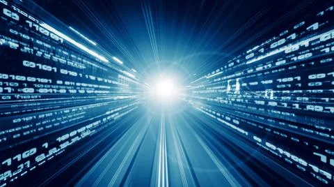 Digital data flow on road in concept of cyber global communication and coding Stock Photos