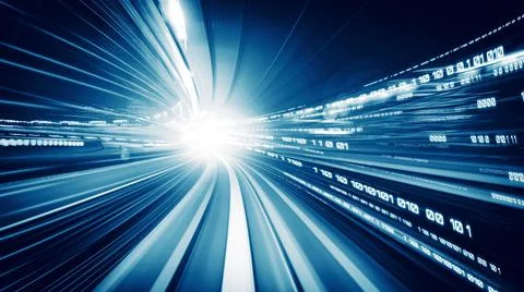 Digital data flow on road in concept of cyber global communication and coding Foto stock