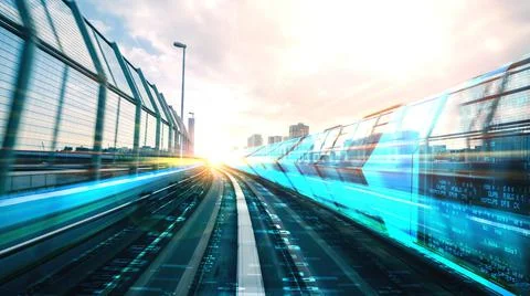 Digital data flow on road in concept of cyber global communication and coding Stock Photos