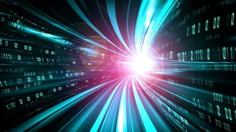 Digital data flow on road in concept of cyber global communication and coding Stock Photos