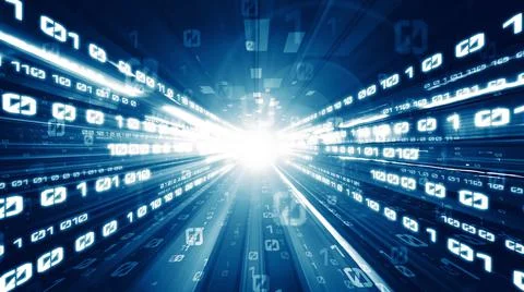 Digital data flow on road in concept of cyber global communication and coding Stock Photos