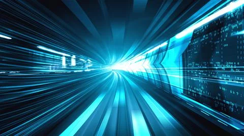 Digital data flow on road in concept of cyber global communication and coding Stock Photos