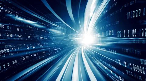 Digital data flow on road in concept of cyber global communication and coding Stock Photos