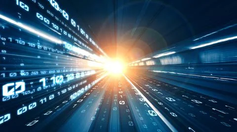 Digital data flow on road in concept of cyber global communication and coding Stock Photos