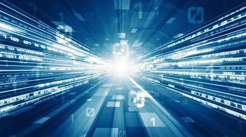 Digital data flow on road in concept of cyber global communication and coding Stock Photos
