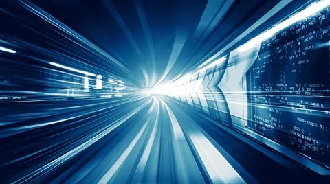 Digital data flow on road in concept of cyber global communication and coding Stock Photos