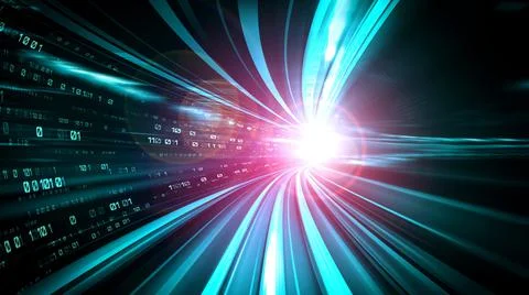 Digital data flow on road in concept of cyber global communication and coding Stock Photos