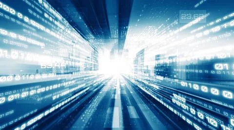 Digital data flow on road in concept of cyber global communication and coding Stock Photos