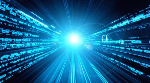 Digital data flow on road in concept of cyber global communication and coding Stock Photos