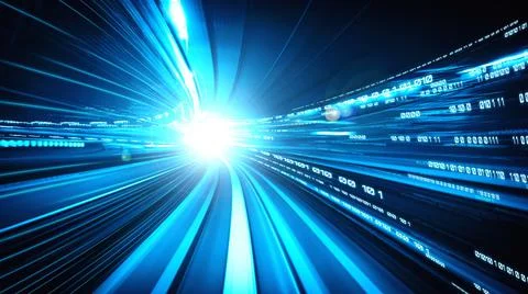 Digital data flow on road in concept of cyber global communication and coding Stock Photos