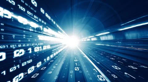 Digital data flow on road in concept of cyber global communication and coding Stock Photos