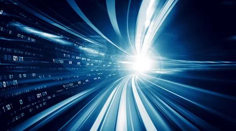 Digital data flow on road in concept of cyber global communication and coding 写真素材