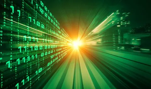 Digital data flow on road with motion blur to create vision of fast speed イラスト素材