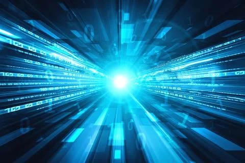 Digital data flow on road with motion blur to create vision of fast speed 스톡 일러스트