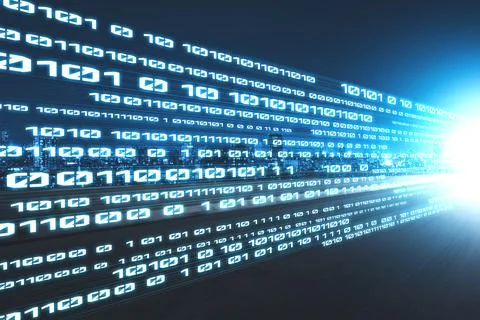 Digital data flow on road with motion blur to create vision of fast speed イラスト素材