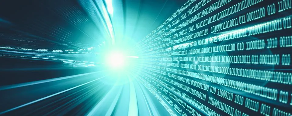 Digital data flow on road with motion blur to create vision of fast speed イラスト素材