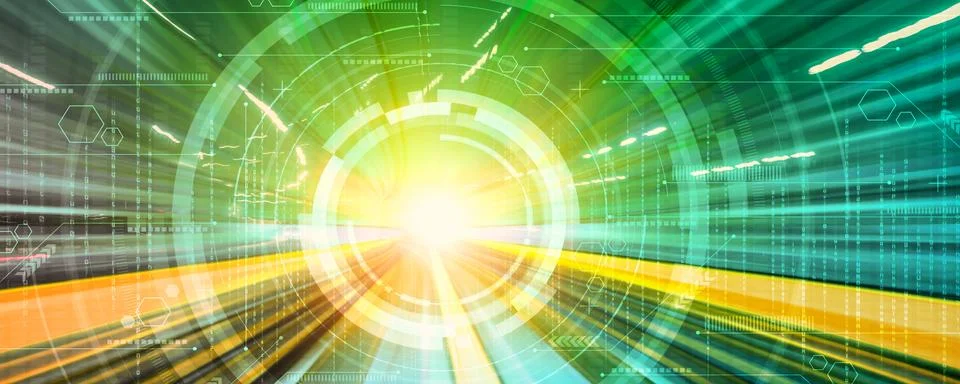 Digital data flow on road with motion blur to create vision of fast speed イラスト素材