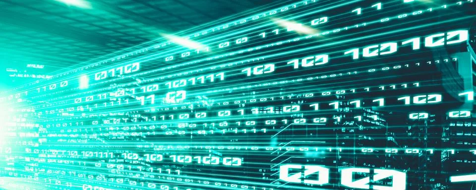 Digital data flow on road with motion blur to create vision of fast speed イラスト素材