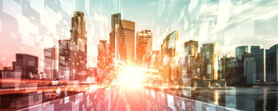 Digital data flow on road with motion blur to create vision of fast speed Stock Illustration