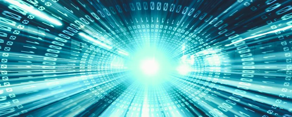 Digital data flow on road with motion blur to create vision of fast speed 스톡 일러스트