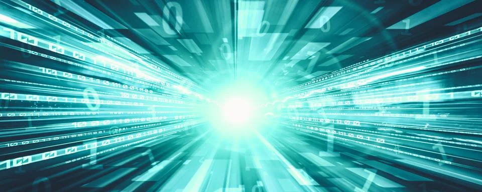 Digital data flow on road with motion blur to create vision of fast speed Stock Illustration