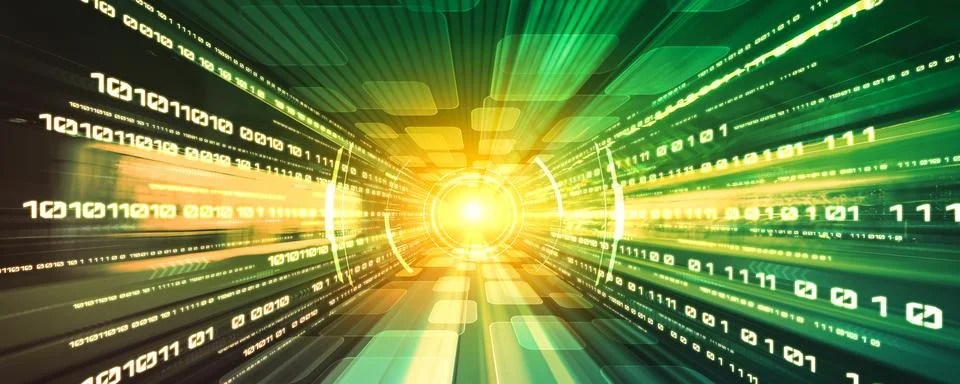 Digital data flow on road with motion blur to create vision of fast speed イラスト素材