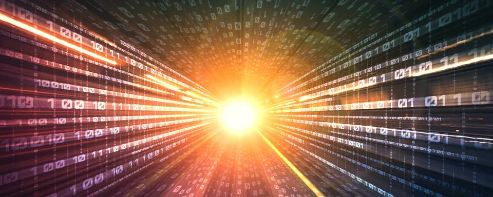 Digital data flow on road with motion blur to create vision of fast speed イラスト素材